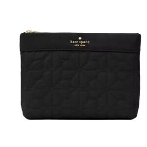 NWT Kate Spade Flower Quilted Cosmetic Pouch - Black
